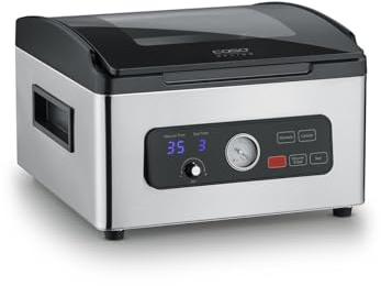 CASO VacuChef 700 Machine à vide en acier inoxydable 8 l Pompe à vide professionnelle puissante 70 l/minute Couvercle en verre trempé pour aliments durs/mous/secs/liquides