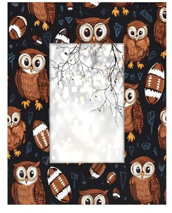 Mexpekil Bilderrahmen American Football Eule, 10,2 x 15,2 cm, Holz, Wanddekoration, Tischcollage, Bilderrahmen, Heimdekoration, Geschenke