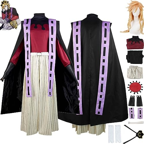 bbganlian Anime Demon Slayer Douma Cosplay Costume Vestito Gioco di Ruolo Uniforme Set Completo Halloween Carnevale Festa Dress Up Suit con Parrucca Copricapo Cappello per Uomini