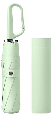 Paraguas plegable compacto con mosquetón y tejido que bloquea los rayos UV al 99,9%/Auto/Mochila pequeña de viaje/Pesado y portátil/Paraguas contra la lluvia y el sol UVB 50/Mujeres y niños