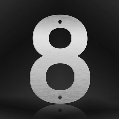 Numeri civici 3/4/5/6/7/8 pollici in metallo moderno in acciaio inox, numero per porta, lettere per indirizzo argentate con viti, per esterno, casa, appartamento, strada, caffè, ufficio(8,5In)