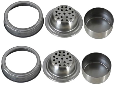 VILLFUL 2pcs Cocktail Shaker Lid Spices Lids for Is Cocktail Mason Jar Mason Jar Covers Seasoning Spice Overnight Reusable Stainless Steel 304