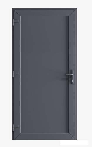Außentür 100x205 cm DIN Links | Techniktür aus Kunststoff Vollpaneel ohne Glas mit 5-Punkt-Verriegelung | Mehrzwecktür für Werkstatt, Garage oder Hauswirtschaftsraum | Nebeneingangstür | Anthrazit