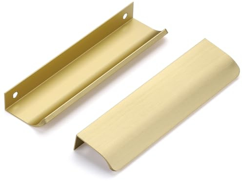 SYZOW 6 Stück Versteckte Schrankgriffe Gold,150mm Verdeckter Möbelgriffe,Gold Möbelgriffe Lochmitte 128mm ﻿