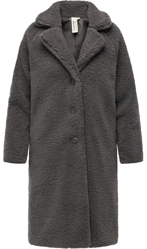 Ragwear Damen elegante lange Plüschjacke Tedyco YOUMODO aus Teddyfleece