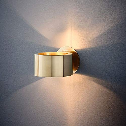 Indoor Wall Lights Living Room Up Down Wall Light Bedside Brass Finish Wall Lamp Exhibition Led Uplighters Spot Downlighter Internal Wall Lighting for Hallway Corridor Bedrooms Warm White
