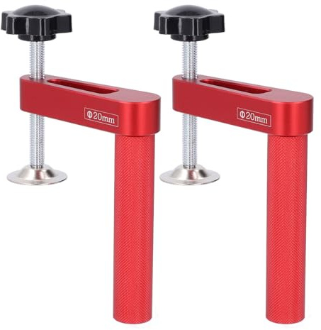 Yosoo Abrazadera para Perros de Banco, Aleación de Aluminio para Carpintería, Abrazadera de Mesa de Sujeción Rápida con Almohadillas de Silicona, con Orificio de 20 Mm para Fresar, Cortar, Lijar,