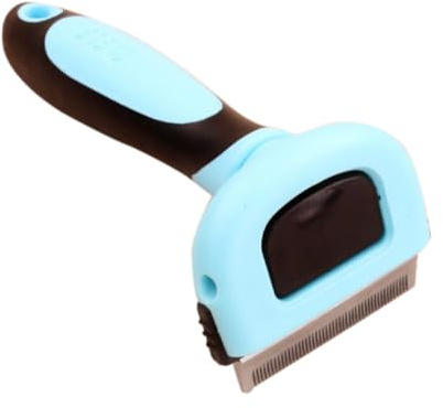 WOONEKY Cepillo para Mascotas Pequeñas Azul Peine de Acero Inoxidable para Quitar Pelo Muerto y Subpelo Aseo Fácil para Perros y Gatos S Mango PP Ergonomico