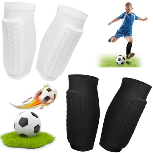 TPTGIAR 2 Paar Schienbeinschoner Kinder Fussball, Atmungsaktiv & rutschfest Kinder Schienbeinschoner Fussball, Professionell Sport Schienbeinschutz für Jungen und Mädchen