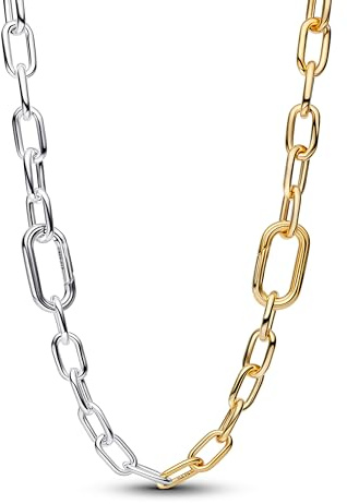 PANDORA ME 364343C00-45 - Collana bicolore in argento sterling con lega di metallo placcata in oro 14 carati, ciondolo Me, misura 45 cm