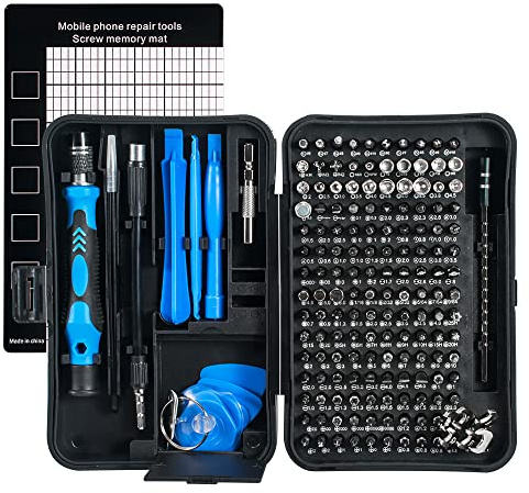 Juego de destornilladores CRV 170 en 1, Kit puntas tornillos Torx magnéticos con llave destornillador eléctrico, herramientas reparación teléfono y PC(Blue)