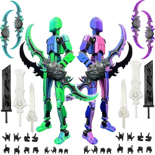 Juego de 2 figuras de acción T13 (montaje completo), multiarticulaciones impresas en 3D, figuras de acción de titanio 13, figuras de acción de Lucky 13, figuras de acción falsas, decoraciones de