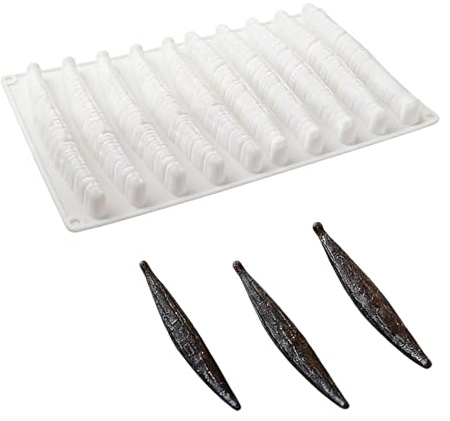 PANGBOER Stampo in Silicone per Utensili da Cucina Professionale 10 cavità Baccelli Vaniglia per Dessert, lezioni Cioccolato Stampo in Silicone alla Vaniglia per Mousse Torta