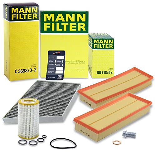 MANN-FILTER Inspektionspaket Filterset 1x Ölfilter, 2x Luftfilter, 1x Innenraumfilter (Aktivkohlefilter), 1x Ölablassschraube Kompatibel mit MERCEDES CLS (C219), E-Klasse (W211)(S211)