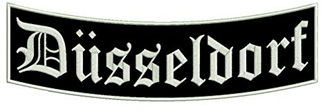 Wolfszeit Aufnäher Düsseldorf - EIN unterer Bogen B1 mit ca.35x11cm - Stadtname - Städtepatch