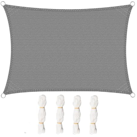 WOLTU Voile d'ombrage rectangulaire 4x6 m Respirante en HDPE, Toile d'ombrage Protection Solaire, Anti 85% UV Contre Le Vent, pour Jardin terrasse Camping Gris