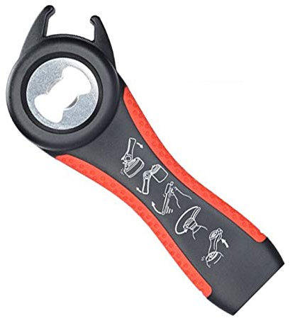 Premium All-in-one Multi-Function Personalized Jar Opener for Various of Kitchen Cans, Bottles, Wine, Beer and Soda Pops (Red)