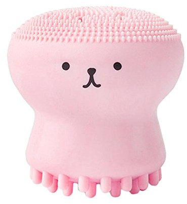 Brosse Nettoyante Visage en Silicone, Brosse à Pores en Forme de Silicone Octopus Méduse Brosse Exfoliante Massante Faciale en Poudre Brosse Feuilletée, Rose