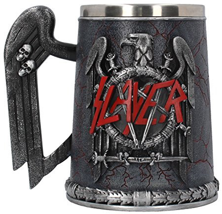 Nemesis Now B4128M8 Slayer Bierkrug, 14 cm, schwarz, Harz mit Edelstahl-Einsatz, Grau