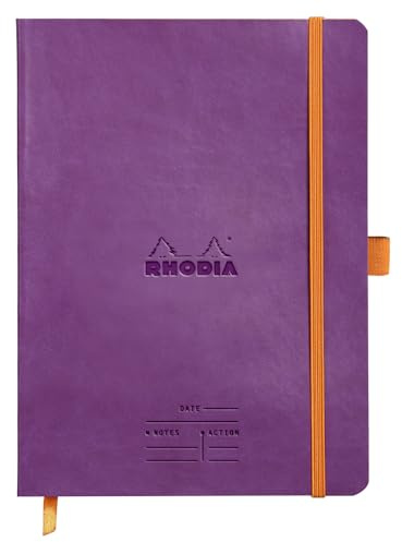 RHODIA 117790C - möte mjuk anteckningsbok lila - A5+ 16 x 21 cm - förtryckt datum/anteckningar/åtgärd - 160 p avtagbar - Clairefontaine 90 g/m² - bokmärke, pennhållare - konstläder - Rhodiarama