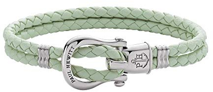 PAUL HEWITT Schäkel Armband Damen PHINITY - Leder Armband Frauen (Mint), Armband Damen mit Schäkel Verschluss aus Edelstahl (Silber)