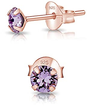Orecchini Punto Luce Oro - Orecchini Oro Rosa - Orecchini Argento 925 Placcati Oro Rosa - Orecchini Colorati - Orecchini Piccoli Oro - Punto Luce Orecchini Oro Rosa - Orecchini Bambina Oro