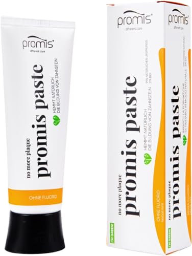 Promis Paste Natürliche Anti-Plaque Zahnpasta | Ohne Fluorid | Xylitol | Bio | ECOCERT COSMOS Organic | Vegan | Zuckerrohr-Tube | Recycelte Verpackung