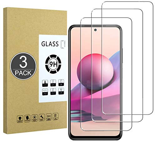 E-Hamii [3 Piezas Vidrio Templado Inastillable 9H Compatible con Xiaomi Redmi Note 10 4G/ Note 10S,Protector de Pantalla[Cristal HD Claro]de 0.33 mm para Redmi Note 10 4G/ Note 10S