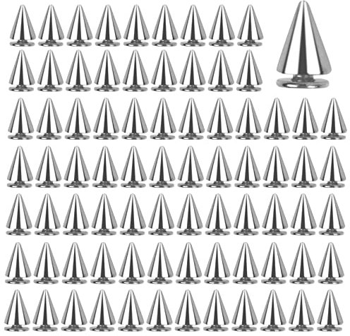 100 Stück Ziernieten Metall Nieten Spitz Punk Ziernieten Nieten Killernieten Metallic Spitznieten Schraubniete Kegelspikes Schraubverschluss für DIY Taschen Lederband Kleidung Lederhandwerk