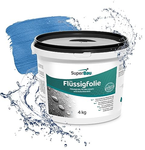 SuperBau Flüssigfolie 4 kg (ca.3,3m²) Bad & Dusche Abdichtung - Dichtmasse Wasserdicht - Für Außen und Innen - Dichtschlämme Lösemittelfrei