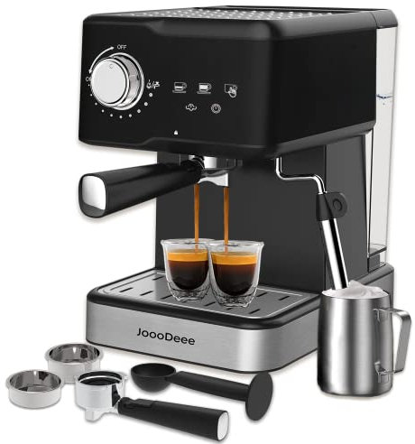 JoooDeee Machine à café Espresso, expresso et steamer Espresso 15 Bar, cafetière à écran tactile LED 950w, buse de mousse de lait vapeur, réservoir d'eau de 1,5 l pour cappuccino latte