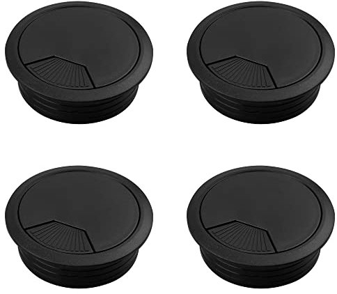 XHNFCU 4-Pack 60mm Black Desk Grommet Cable Tidies