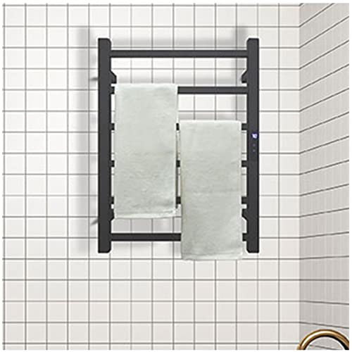 VVLXRIC Riscalda Asciugamani Elettrico, Intelligente con Timer Porta Salviette Elettrico Bagno, Scaldasalviette Elettrico Bagno Nero,585x455mm