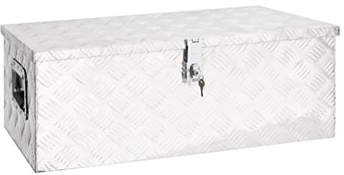 Alubox abschließbar Werkzeugkasten Transportbox Metallbox mit Deckel Aluminiumbox Werkzeugbox Aluminiumkiste Alu Box Transportkiste, Silbern 80x39x30 cm Aluminium