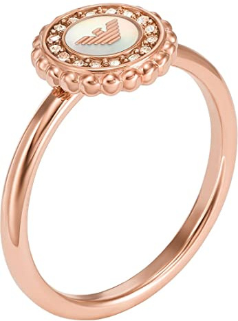 EMPORIO ARMANI Damenring Rose Gold-Tone Edelstahl Perlmutt-Center Focal, EGS30202215.5