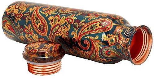 PR INTERNATIONAL Copper Printed Water Bottle Green Designer Copper Bottle 900ML