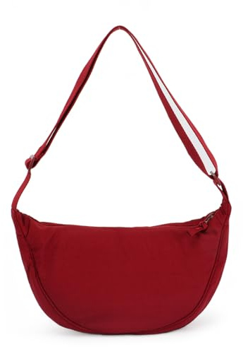 Fecialy Borsa a Tracolla a Mezzaluna per Donne e Uomini - Borsa in Nylon a Forma di Gnocco - Casual da Viaggio