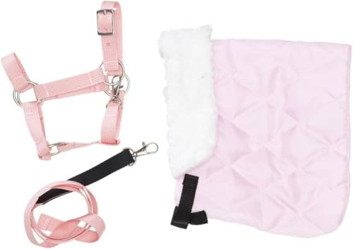 Panduro Hobby Horse - Set di cavezza in lana + cavezza in nylon per cavalli con fibbie in metallo + guinzaglio per accessori hobby, rosa