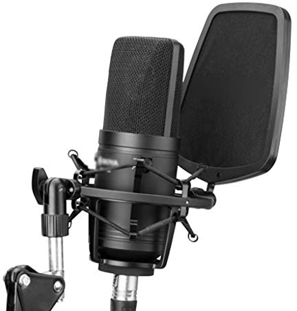 CUNTO Large Diaphragm Microphone Low-cut Filter Cardioid Condenser Mic for Studio Broadcast Live Vlog Video Recording Mic