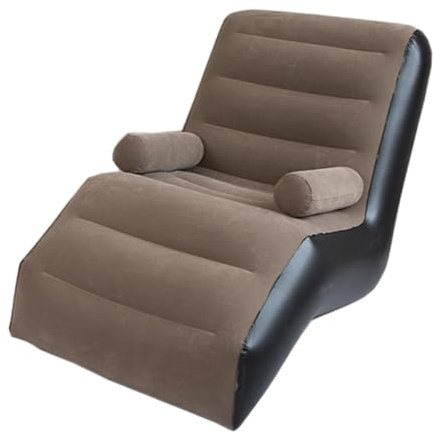 Milageto Aufblasbares Sofa, zusammenklappbares Lazy-Sofa, S-förmig, weich, verdickte Luftsitzbank für Schlafen in der Mittagspause im Garten, Gaming-Zuhause, braun
