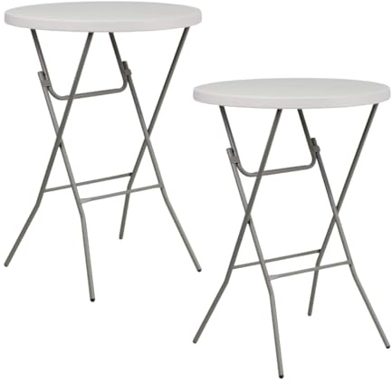 7H SEVEN HOUSE Pack 2 Mesas Plegables Redondas Altas 80x110cm Catering 7house