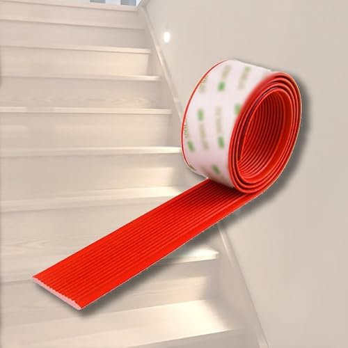 Treppenkantenprofil Treppenprofil,PVC Selbstklebend Treppenkantenprofil,Vinyl-Anti-Rutsch-Treppenkante, Elastischer Kantenschutz,Eckenschutz PVC Kunststoff Eckenschutz ( Color : Rosso , Size : T5cm*L1