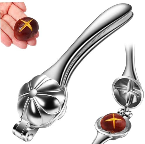 Kastanienschale Kastanienschneider Aluminiumlegierung Kastanienschale tragbarer Schneller Clip -Kastanien -Cracker mit Kreuzungsschneider und Ergonomischer Kastanie -Clip für Küchenwerkzeug mit gerif