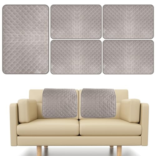KTCINA 3 Pcs Armlehnenbezüge Sofa Weich Kopfstützenbezüge Sessel Wasserdicht Sesselschoner für Relaxsessel Sofaschoner rutschfest Schonbezüge für Sofa Sessel Schützt vor Schmutz Abnutzung (5Grau)