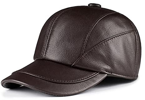 LVUNZJCA Herren-Lederhut Herbst- und Winter-hochwertiger Lederhüte lässig Outdoor-Baseballkappen für Laufen, Wandern im Freien(Auburn)