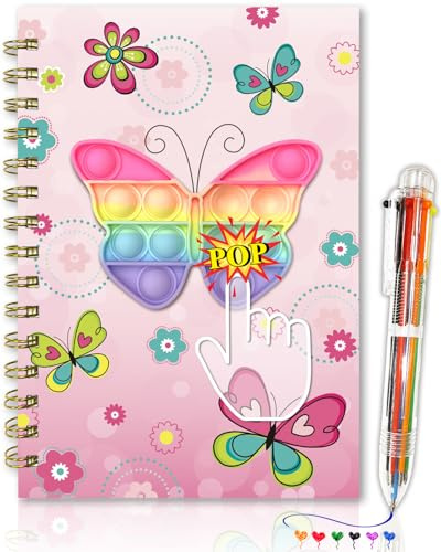 Hemlig Dagbok för Flickor med Penna, 21 x 14,5 cm 160 sidor Fjäril Fidget Barn Anteckningsbok och penna A5 spiral Set för Flickor Födelsedagspresenter Dagböcker för Barn 6–12 år