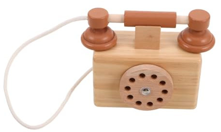 ibasenice Vintage Holztelefon Spielzeug Für Junge Mädchen Retro Drehtelefon Dekoration Interaktives Spielzeug Für Rollenspiele Und Eltern-Junge Mädchen-interaktion Für Geburtstagsfeiern