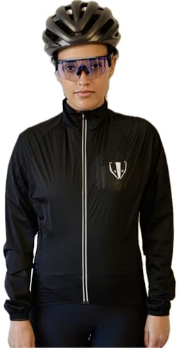 DACHS Damen Rennrad-Regenjacke – Wasserdicht & Winddicht – Ultraleicht, Packbar, Aero Fit, Reflektierende Details – Perfekt für Radsport (DE/NL/SE/PL, Alphanumerisch, M, Regular, Regular, Schwarz)