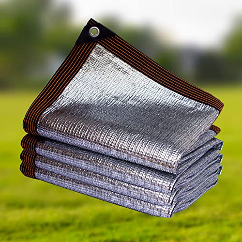 Aluminum Foil Shade Cloth Sun Mesh Tarp 99% Reflective Heat Insulation Anti Aging Shade Fabric Net Sail Window Balcony Outdoor Greenhouse Backyard (4x10m)