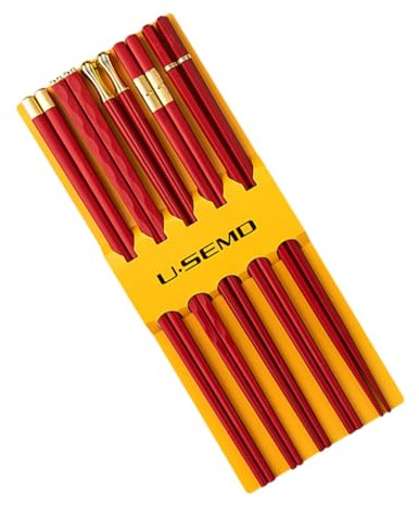 YKJGRTF Palillos japoneses, Palillos Personalizados, 5 Pares de Palillos Chinos, Palillos Chinos Rojos for Mascotas